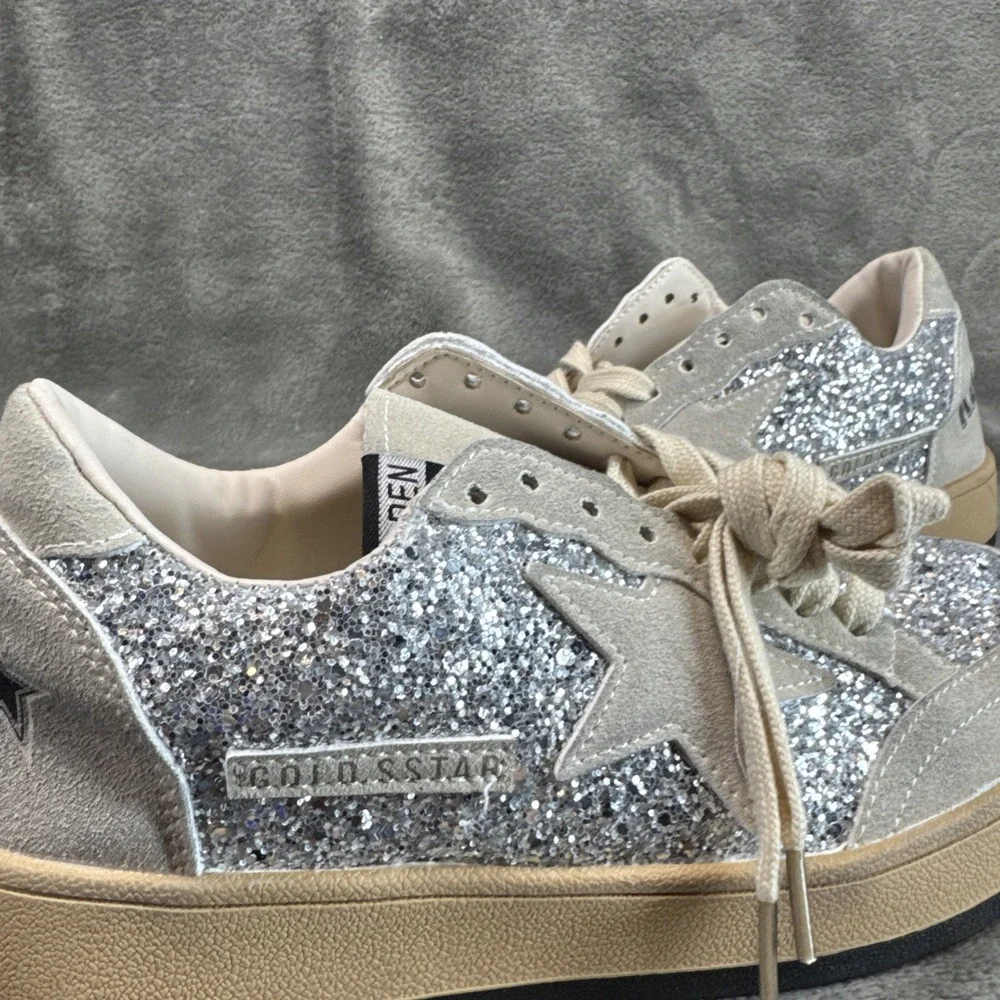 Golden Sneakers Gold S Star Women 7.5 EU 24 Glitter Skateboarding - Picture 6 of 12
